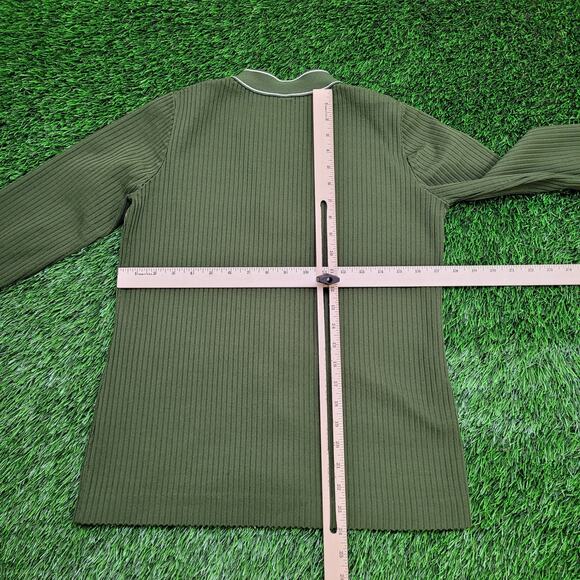 Vintage 80s MOD Cardigan Women Small 17x24 Army-Green Winter - Picture 4 of 10